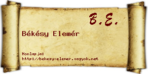 Békésy Elemér névjegykártya